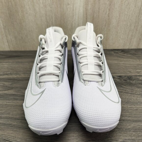 Nike Vapor Edge Shark 2 Size 12 Mens White Metallic Silver Football Cleats - Picture 4 of 11